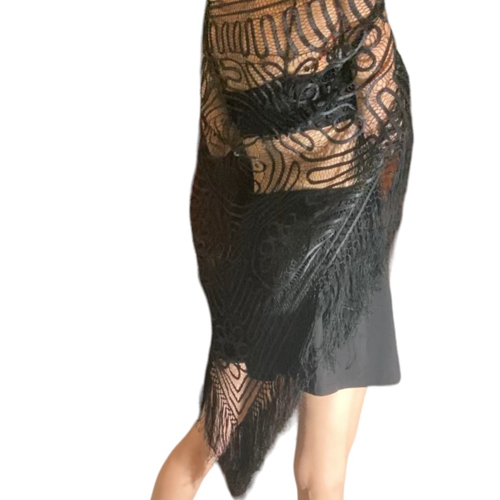 SOLD NOT FOR SALE Chico’s VINTAGE• Black Poncho Scarf• Rayon & Silk•